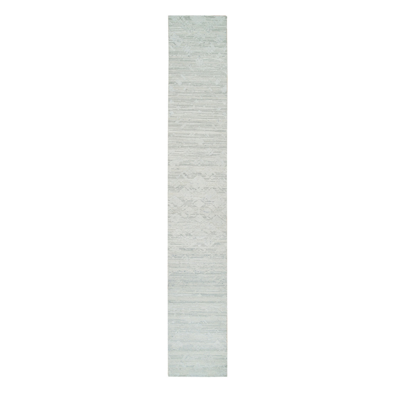 Ivory 2'6" x 16'0" Modern and Contemporary Hand knotted Wool Rug - Sku: O065644