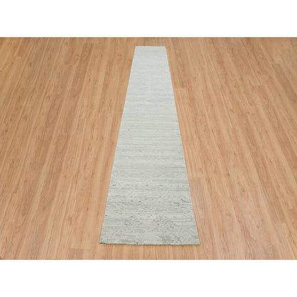 Modern and Contemporary Wool Hand Knotted Rug Ivory No Border 2.6X16.0 -O065644