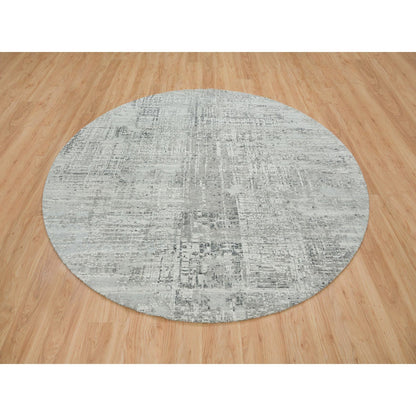 Modern and Contemporary Wool Hand Knotted Rug Grey No Border 8.1X8.1 -O065647