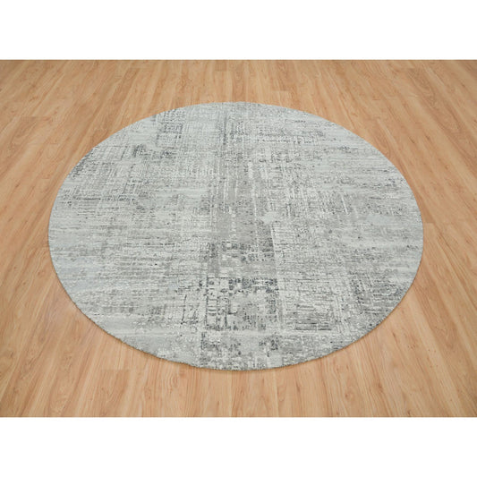Modern and Contemporary Wool Hand Knotted Rug Grey No Border 8.1X8.1 -O065647