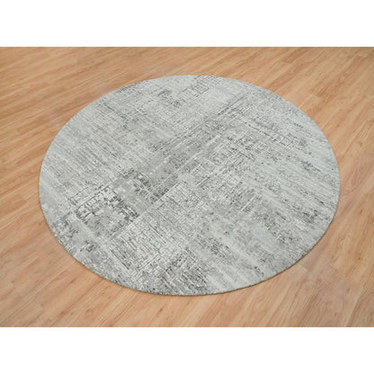 Modern and Contemporary Wool Hand Knotted Rug Grey No Border 8.1X8.1 -O065647
