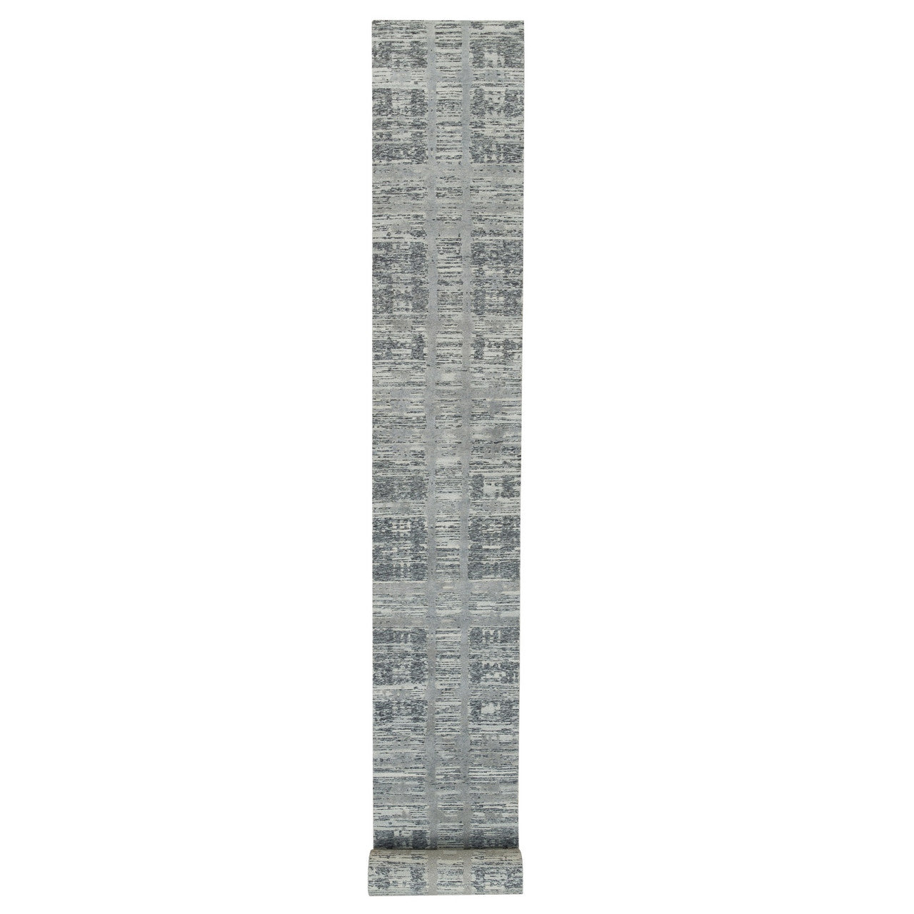 Gray 2'7" x 27'10" Modern and Contemporary Hand knotted Wool Rug - Sku: O065648