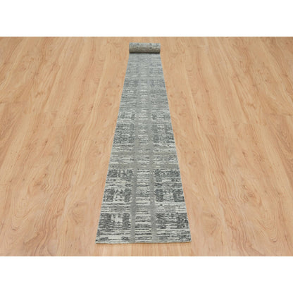 Modern and Contemporary Wool Hand Knotted Rug Grey No Border 2.7X27.10 -O065648