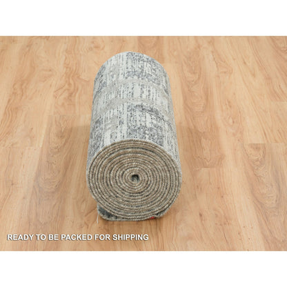 Modern and Contemporary Wool Hand Knotted Rug Grey No Border 2.7X27.10 -O065648