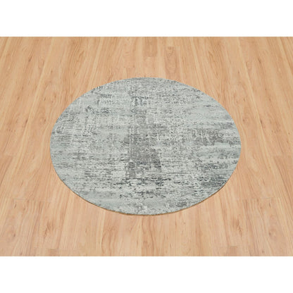 Modern and Contemporary Wool Hand Knotted Rug Grey No Border 4.10X4.10 -O065652