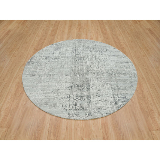 Modern and Contemporary Wool Hand Knotted Rug Grey No Border 6.1X6.1 -O065653