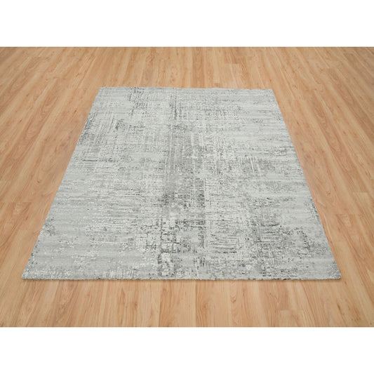 Modern and Contemporary Wool Hand Knotted Rug Grey No Border 6.2X6.2 -O065657