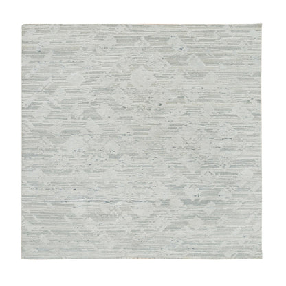 Modern and Contemporary Wool Hand Knotted Rug Ivory No Border 6.1X6.1 -O065658