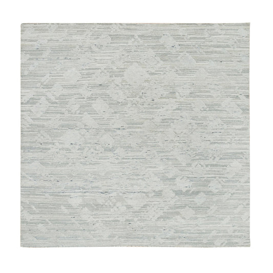 Modern and Contemporary Wool Hand Knotted Rug Ivory No Border 6.1X6.1 -O065658