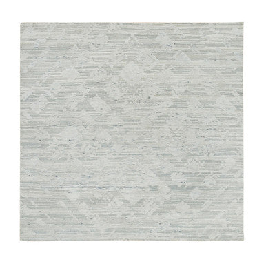 Modern and Contemporary Wool Hand Knotted Rug Ivory No Border 6.1X6.1 -O065658