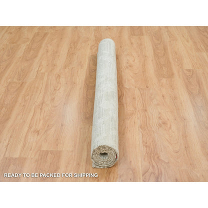 Modern and Contemporary Wool Hand Knotted Rug Ivory No Border 6.1X6.1 -O065658