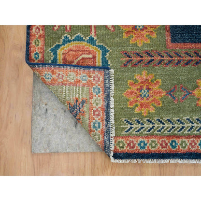 Khotan and Samarkand Wool Hand Knotted Rug Blue Green 10.1X14.1 -O065661