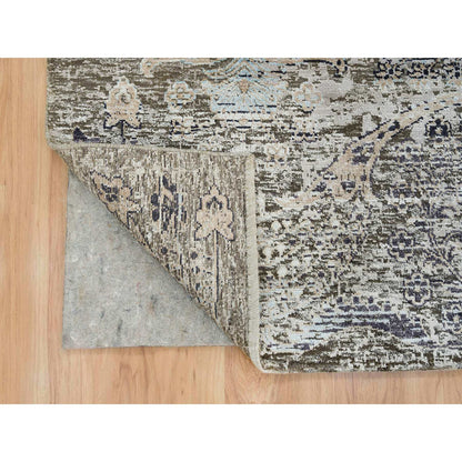 Transitional Wool & Silk Hand Knotted Rug Grey No Border 8.3X10.0 -O065663
