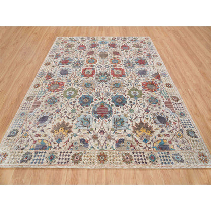 Transitional Wool & Silk Hand Knotted Rug Ivory Ivory 8.3X10.3 -O065664
