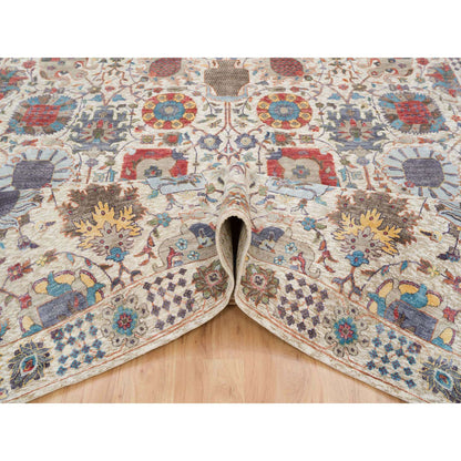 Transitional Wool & Silk Hand Knotted Rug Ivory Ivory 8.3X10.3 -O065664