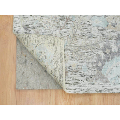 Transitional Wool & Silk Hand Knotted Rug Ivory No Border 10.0X14.3 -O065672