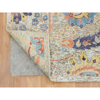 Transitional Wool & Silk Hand Knotted Rug Beige No Border 10.3X10.4 -O065687