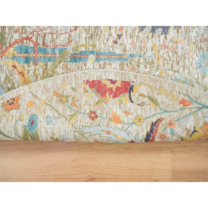 Transitional Wool & Silk Hand Knotted Rug Beige No Border 5.2X5.2 -O065695