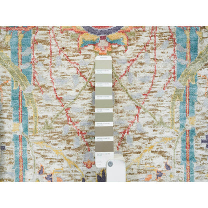 Transitional Wool & Silk Hand Knotted Rug Beige No Border 5.2X5.2 -O065695