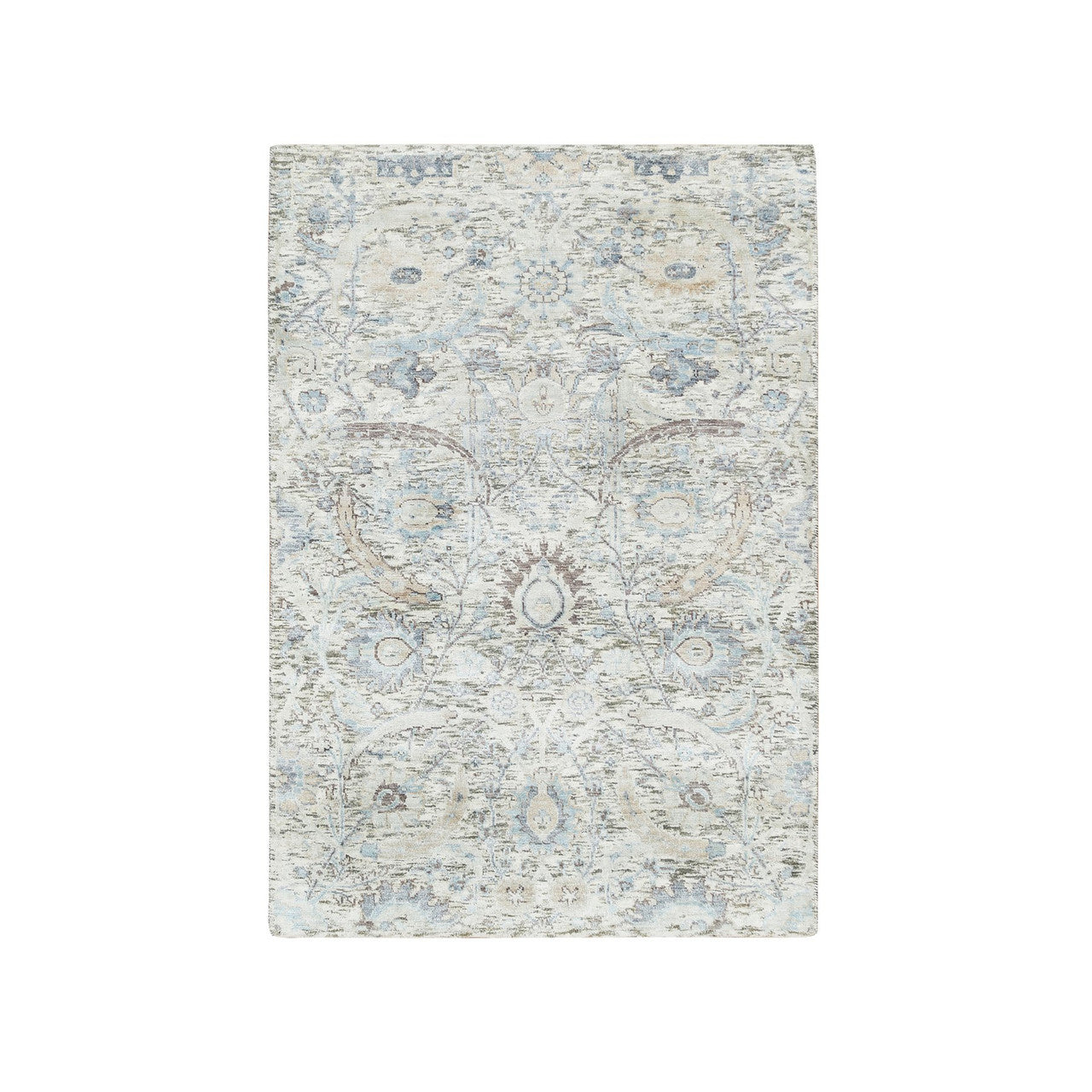 Transitional Wool & Silk Hand Knotted Rug Ivory No Border 3.3X5.0 -O065696