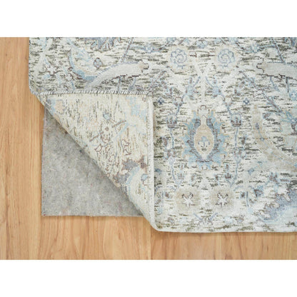 Transitional Wool & Silk Hand Knotted Rug Ivory No Border 3.3X5.0 -O065696