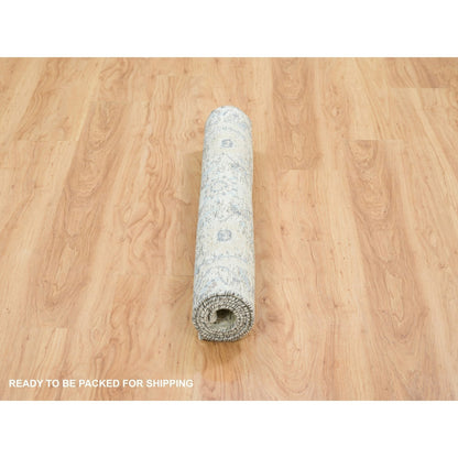 Transitional Wool & Silk Hand Knotted Rug Ivory No Border 3.3X5.0 -O065696