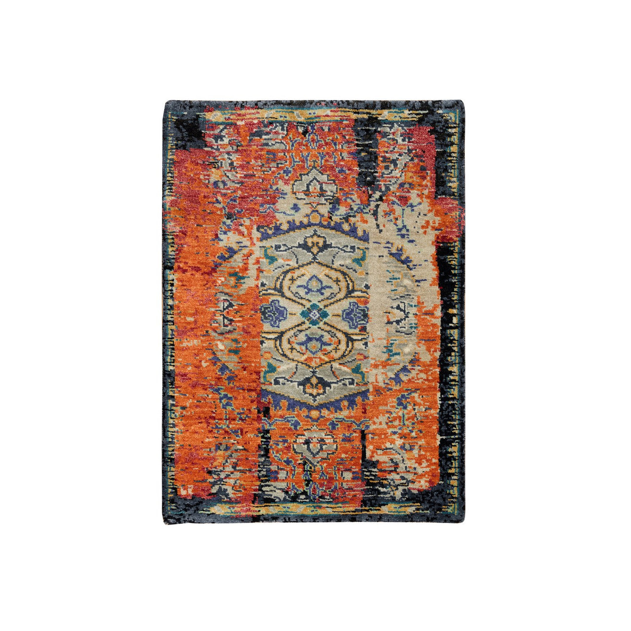 Red 2'2" x 3'2" Transitional Hand knotted Wool Rug - Sku: O065698