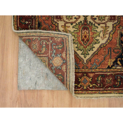 Heriz Wool Hand Knotted Rug Ivory Red 2.7X20.0 -O065709