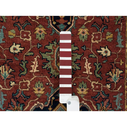 Heriz Wool Hand Knotted Rug Red Navy Blue 2.6X18.0 -O065712