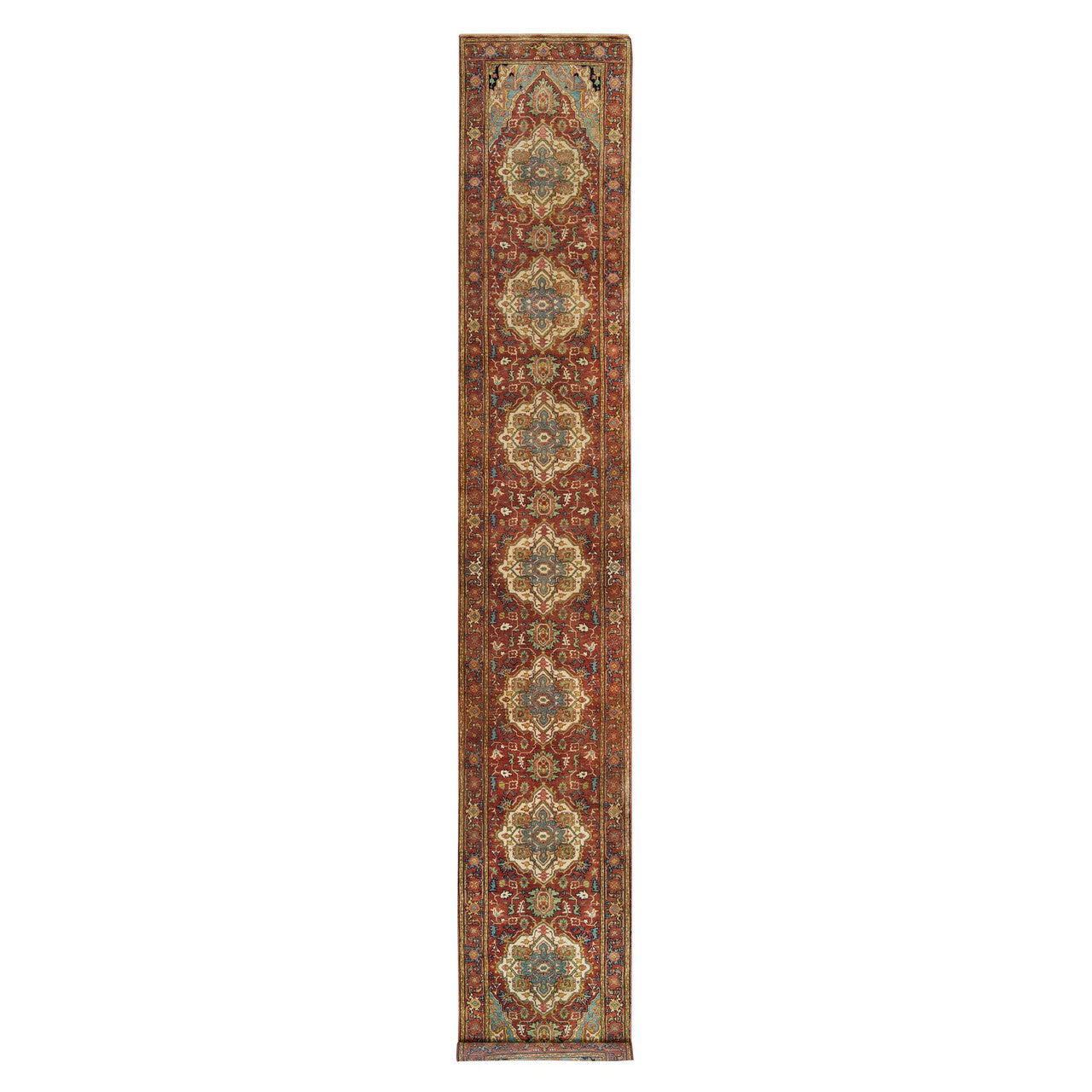 Red 2'7" x 16'2" Heriz Hand knotted Wool Rug - Sku: O065721