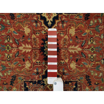 Heriz Wool Hand Knotted Rug Red Navy Blue 2.6X22.0 -O065727