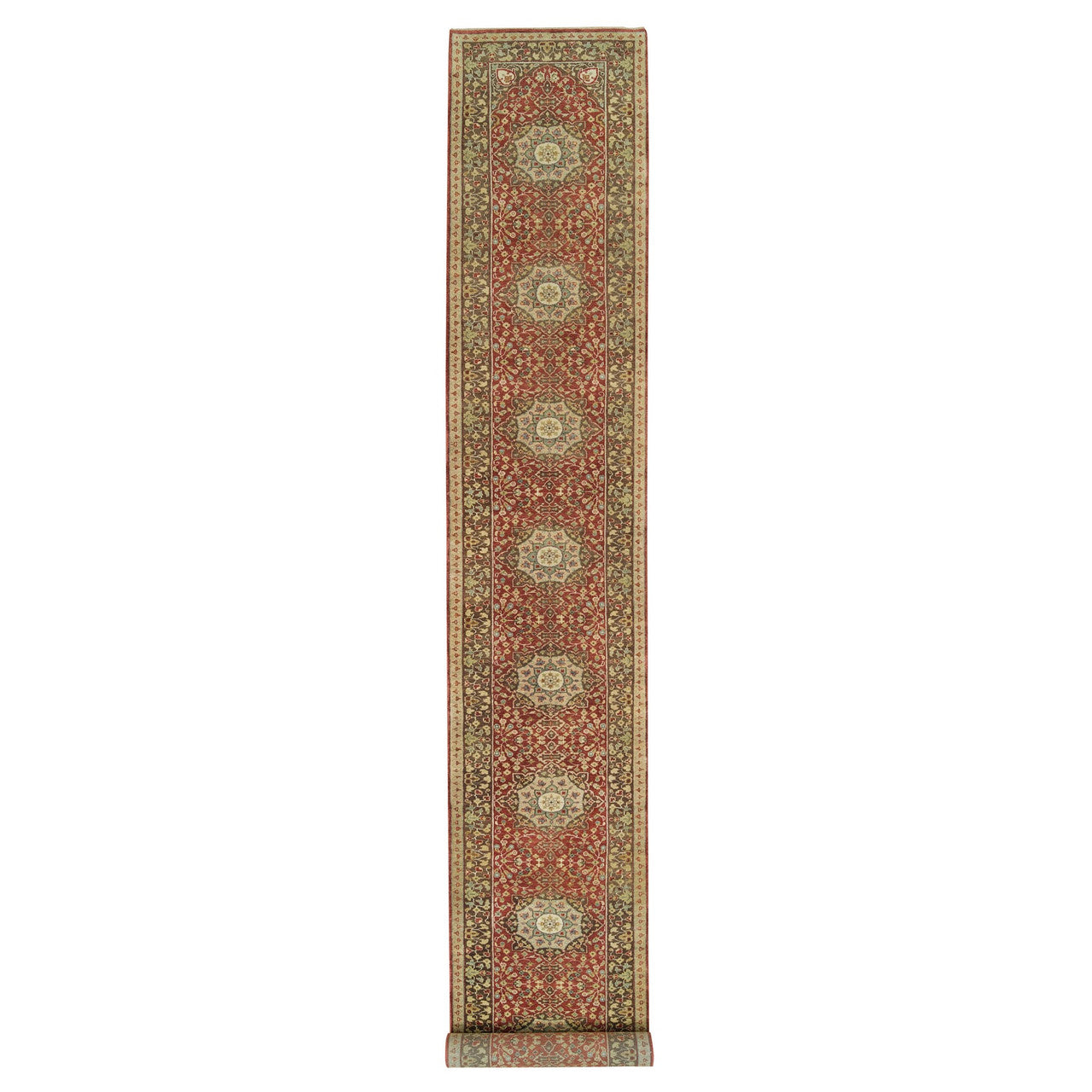 Fine Oriental Wool Hand Knotted Rug Red Brown  2.7X20.1 -O065729