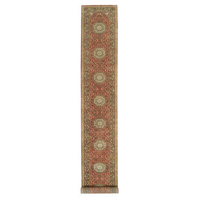 Fine Oriental Wool Hand Knotted Rug Red Brown  2.7X20.1 -O065729