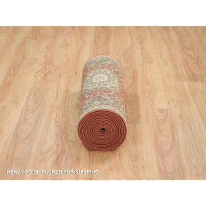 Fine Oriental Wool Hand Knotted Rug Red Brown  2.7X20.1 -O065729
