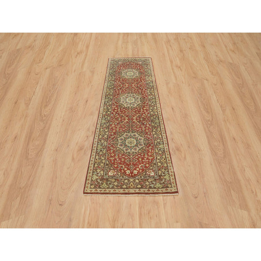 Fine Oriental Wool Hand Knotted Rug Red Brown  2.6X8.3 -O065731