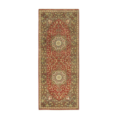 Fine Oriental Wool Hand Knotted Rug Red Brown 2.7X6.3 -O065734