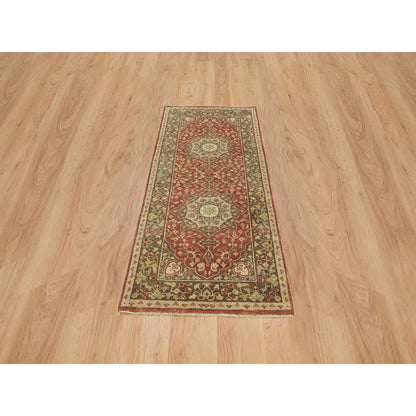 Fine Oriental Wool Hand Knotted Rug Red Brown 2.7X6.3 -O065734