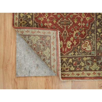 Fine Oriental Wool Hand Knotted Rug Red Brown 2.7X6.3 -O065734