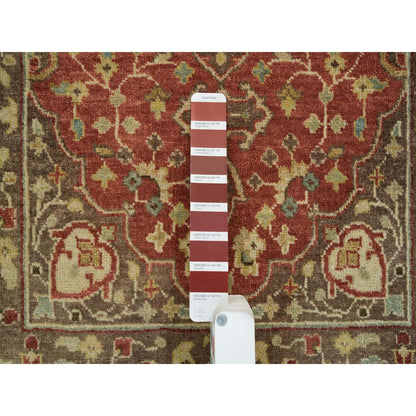 Fine Oriental Wool Hand Knotted Rug Red Brown 2.7X6.3 -O065734