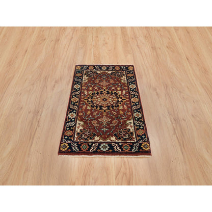 Heriz Wool Hand Knotted Rug Red Midnight Blue 2.0X3.2 -O065745