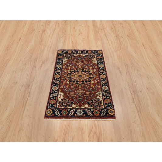 Heriz Wool Hand Knotted Rug Red Midnight Blue 2.0X3.2 -O065745