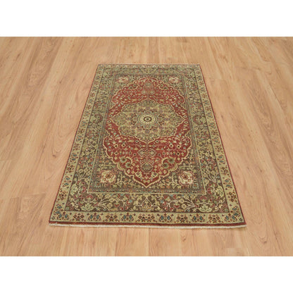 Fine Oriental Wool Hand Knotted Rug Red Brown 4.2X6.1 -O065746