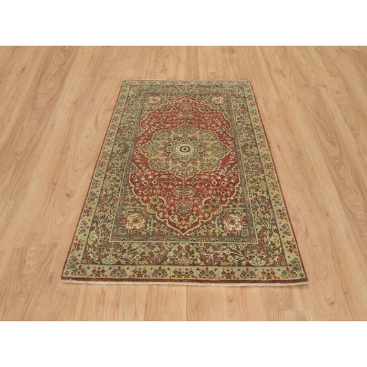 Fine Oriental Wool Hand Knotted Rug Red Brown 4.2X6.1 -O065746