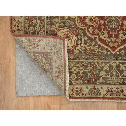 Fine Oriental Wool Hand Knotted Rug Red Brown 4.2X6.1 -O065746