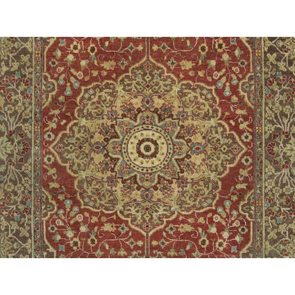 Fine Oriental Wool Hand Knotted Rug Red Brown 4.2X6.1 -O065746