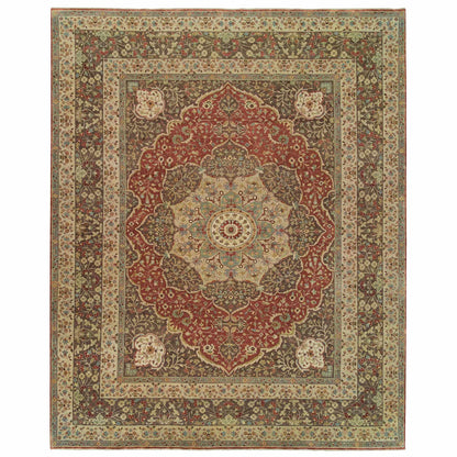 Fine Oriental Wool Hand Knotted Rug Red Brown 12.0X15.2 -O065753
