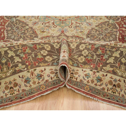 Fine Oriental Wool Hand Knotted Rug Red Brown 12.0X15.2 -O065753