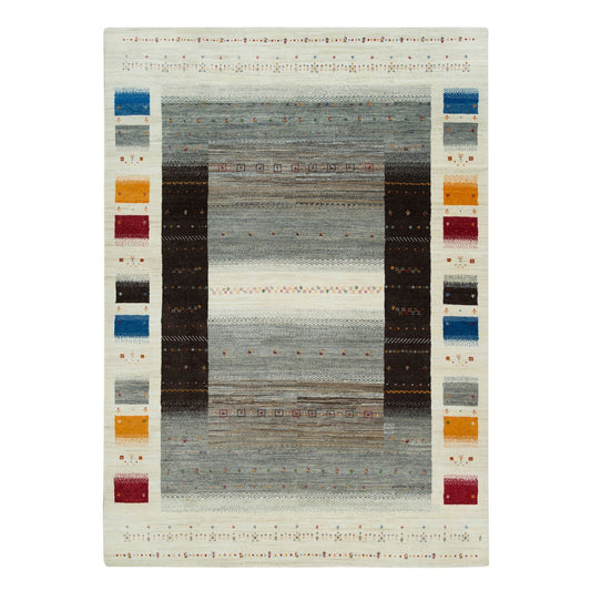 Modern and Contemporary Wool Hand Knotted Rug Ivory No Border 8.3X11.4 -O065757