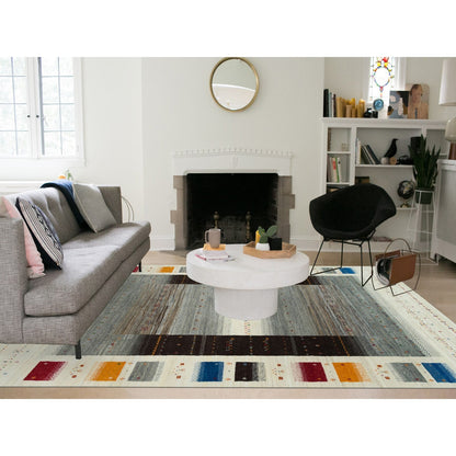 Modern and Contemporary Wool Hand Knotted Rug Ivory No Border 8.3X11.4 -O065757