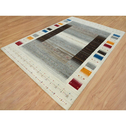 Modern and Contemporary Wool Hand Knotted Rug Ivory No Border 8.3X11.4 -O065757